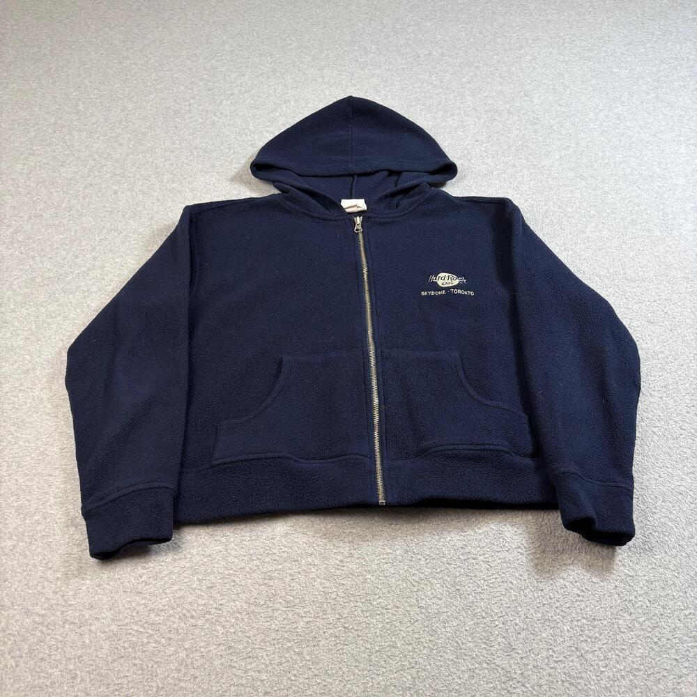 Vintage Hard Rock Cafe Hoodie Men Large Blue Full Zip Skydome Toronto Canada Y2K